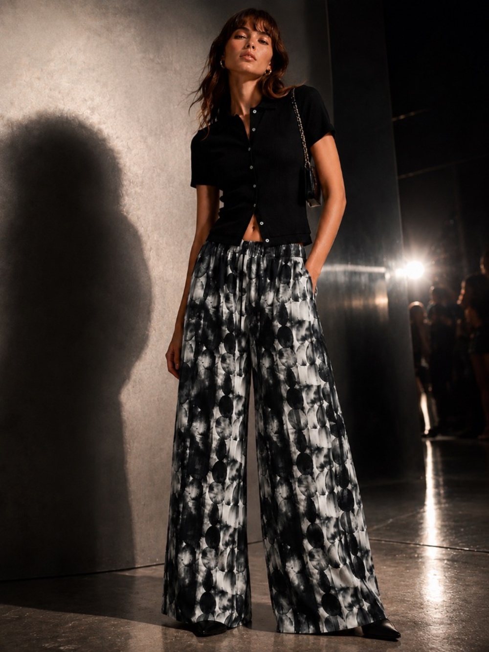 PierAntonioGaspari Printed Pants IT 42 US 6 Grey Black Abstract Dot Trousers NWT
